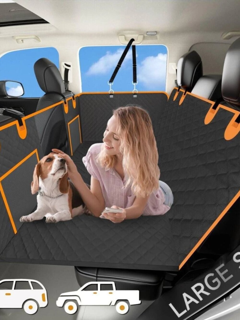 Back Seat Extender for Dogs, Dog Car Seat Cover for Back Seat with Waterproof L